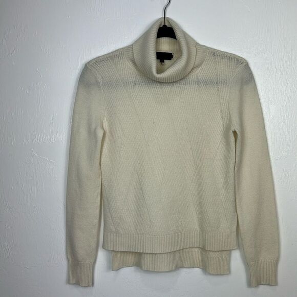 Quinn Ivory Color Wool Cashmere Blend Ribbed Knit Sweater Size S - Picture 1 of 8